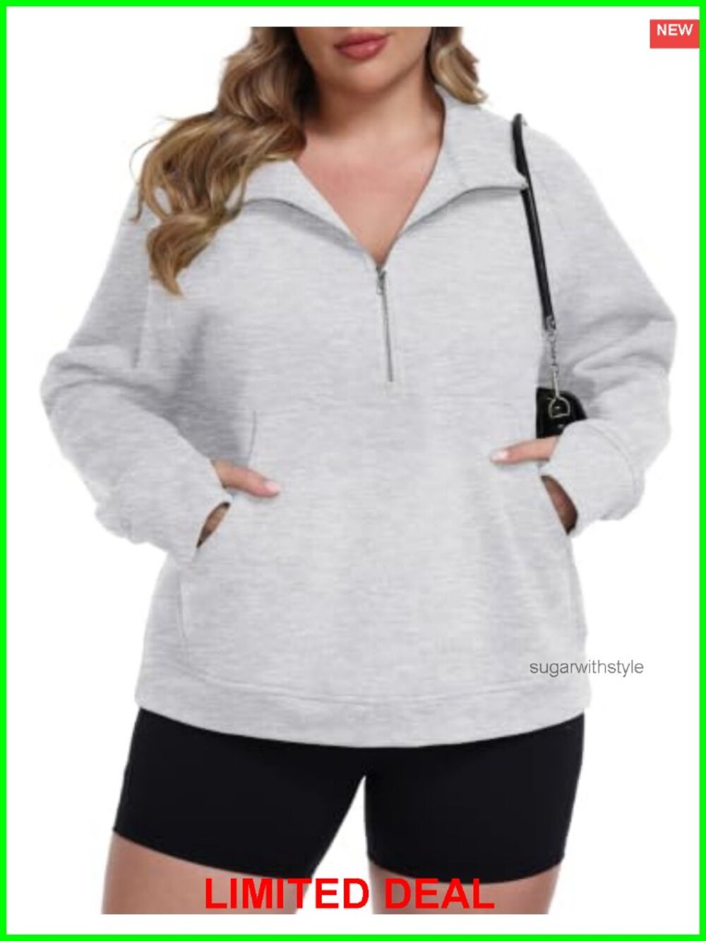 Plus Size Half Zip Fleece Sweatshirt Pullover Oversized Womens Fall Casual